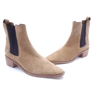 Tory Burch Women's Western Pointed Toe Ankle Chelsea Suede Brown Bootie Size 9.5